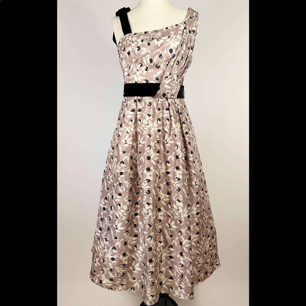 Anthropologie Hitherto Lavender Black Ikat Tea-Length Dress NWT